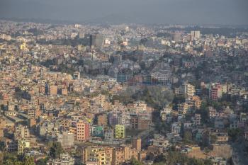 Top view of the Kathmandu valley and the city itself.