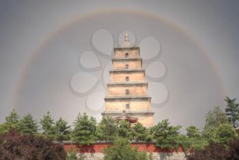 Halo over the Great Wild Goose Pagoda in Xian, China.