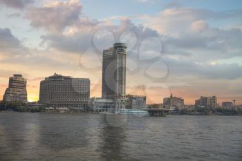View of the city of Cairo from the river Nile. Egypt.