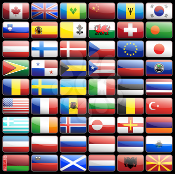 Flag icons vector design elements