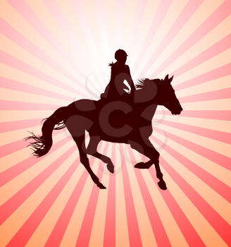 Carrying out horse with horsewoman vector