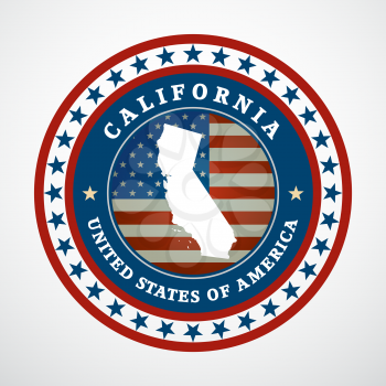 Label with map of California, vector