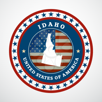 Label with map of Idaho, vector