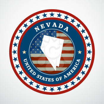 Label with map of Nevada, vector
