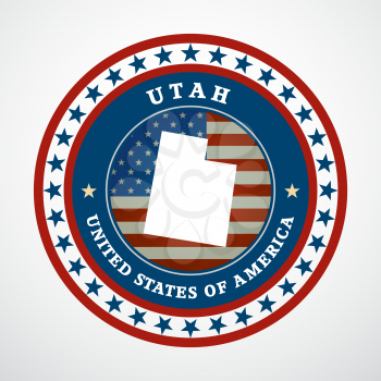 Label with map of Utah, vector