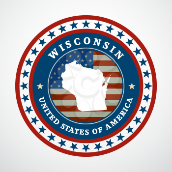 Label with map ofWisconsin , vector