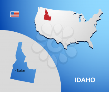 Idaho on USA map with map of the state