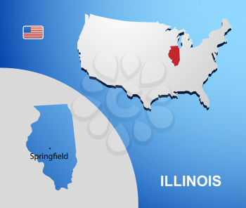 Illinois on USA map with map of the state