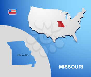 Missouri on USA map with map of the state