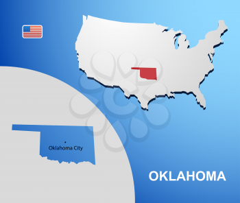 Oklahoma on USA map with map of the state