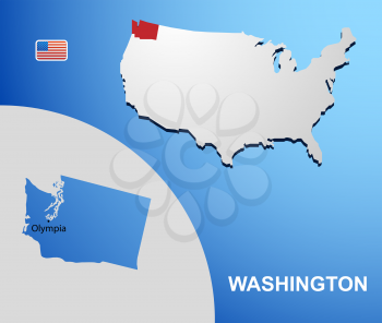 Washington on USA map with map of the state