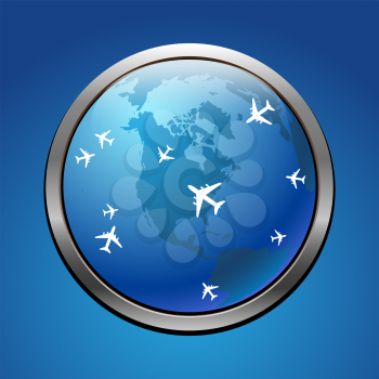 Airplane symbol with USA vector design