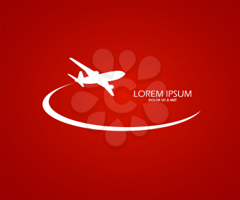 Airplane symbol red and white logo design