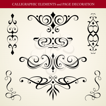 Vvector set calligraphic element and page decoration