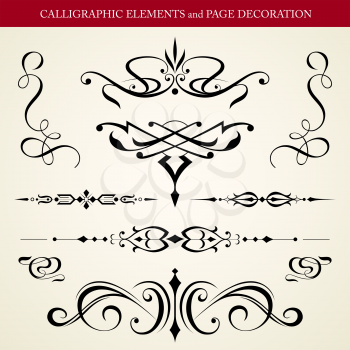 CALLIGRAPHIC ELEMENTS and PAGE DECORATION vector design