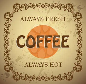 Vintage coffee sign with grunge effect vector