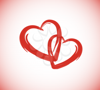 Two intertwining hearts vector