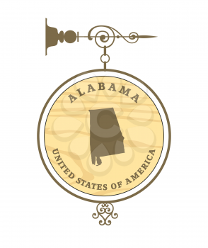 Vintage label with map of Alabama, vector