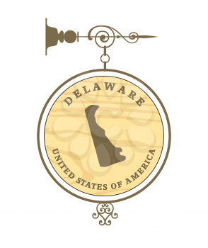 Vintage label with map of Delaware, vector