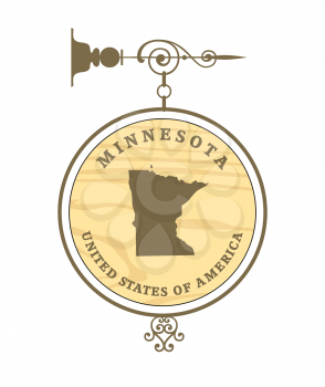 Vintage label with map of Minnesota, vector