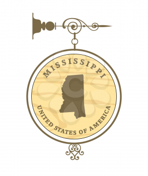 Vintage label with map of Mississippi, vector