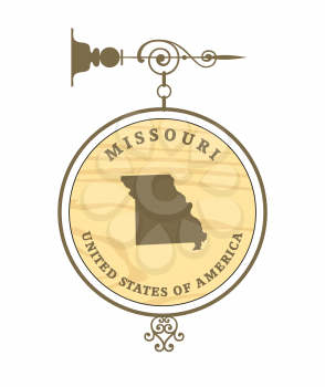 Vintage label with map of Missouri, vector