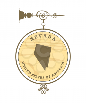 Vintage label with map of Nevada, vector
