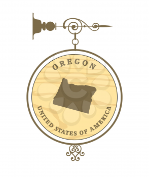Vintage label with map of Oregon, vector
