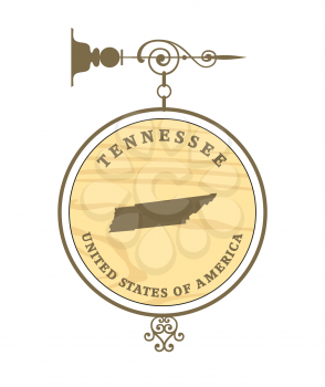 Vintage label with map of Tennessee, vector