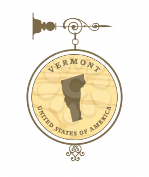 Vintage label with map of Vermont, vector