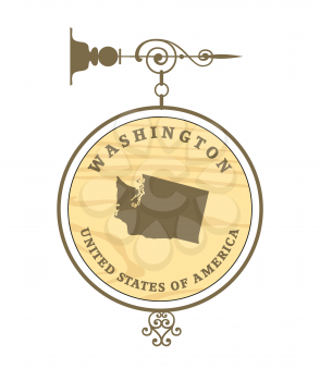 Vintage label with map of Washington, vector