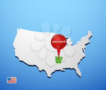 Arkansas on USA map