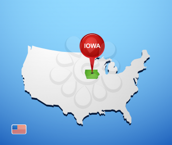 Iowa on USA map