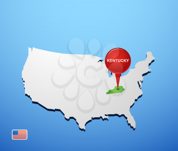 Kentucky on USA map