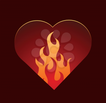 Burning heart for St. Valentine's Day vector background