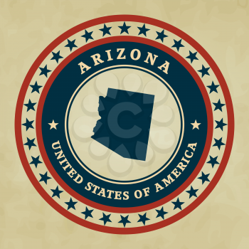 Vintage label with map of Arizona, vector