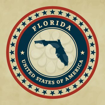 Vintage label with map of Florida, vector