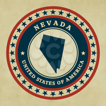 Vintage label with map of Nevada, vector