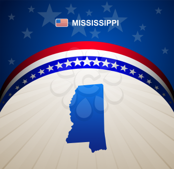 Mississippi map vintage vector background