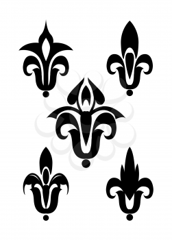 Heraldic lily vector silhouette isolated