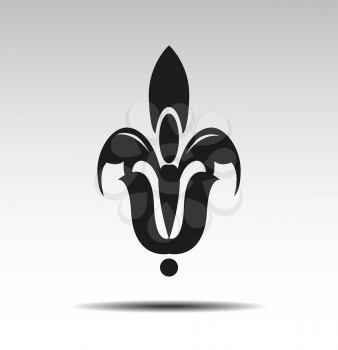 Heraldic lily black silhouette isolated