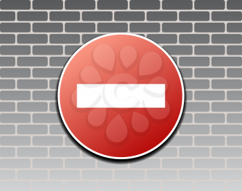 Prohibiting sign against brick wall