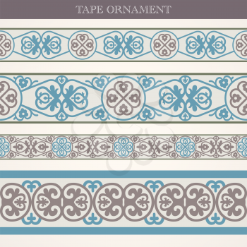 Vector set tape ornament old style
