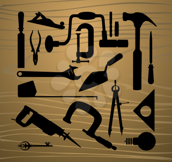 Vector images silhouettes of several kinds of tools