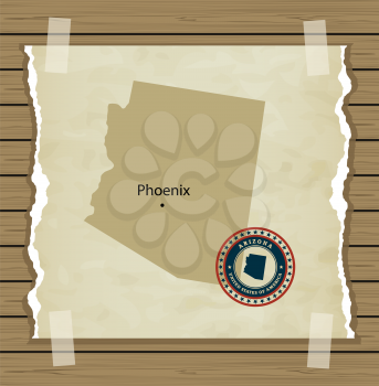 Arizona map with stamp vintage vector background