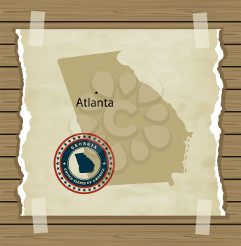 Georgia map with stamp vintage vector background
