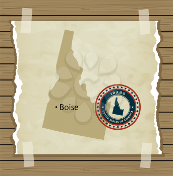 Idaho map with stamp vintage vector background