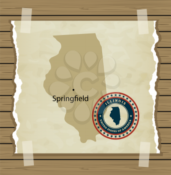 Illinois map with stamp vintage vector background