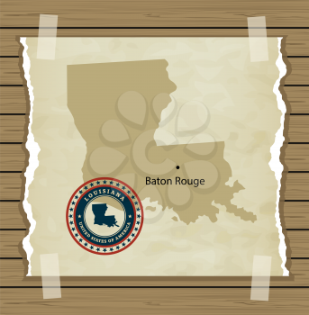 Louisiana map with stamp vintage vector background