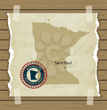 Minnesota map with stamp vintage vector background